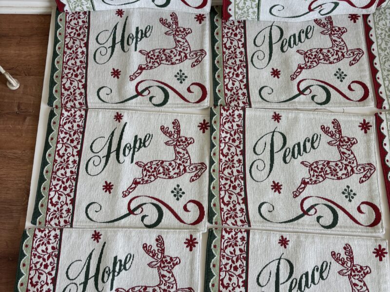 Christmas placemats set of 12 -peace hope love joy