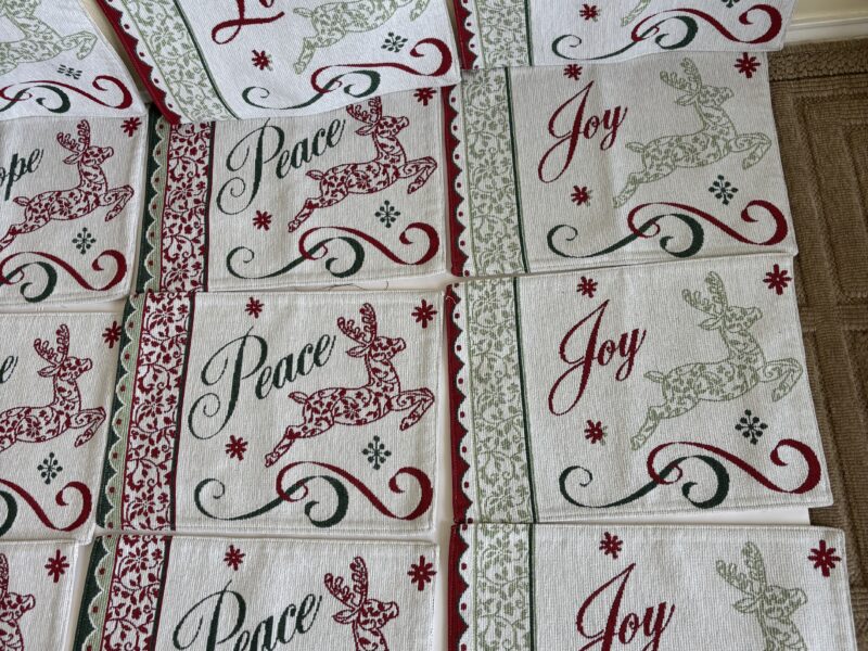 Christmas placemats set of 12 -peace hope love joy