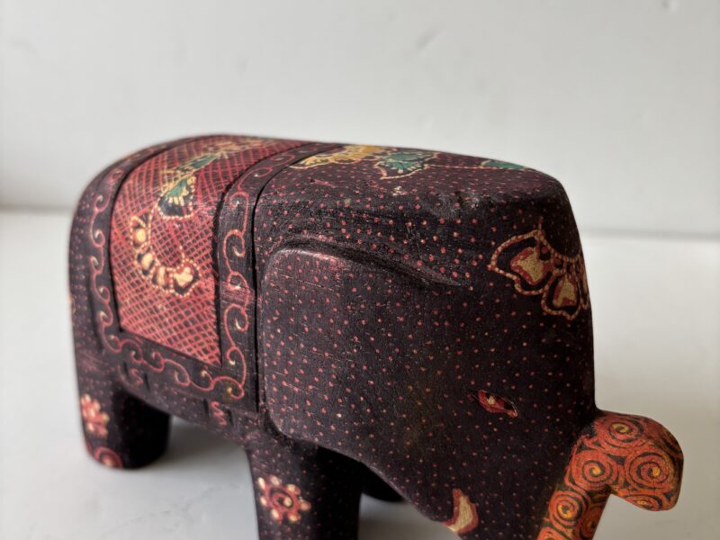 Vintage Elephant Figurine wood with overlay