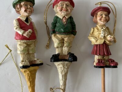 Lot of 5 Golf Ornaments Tees club bear on golf ball
