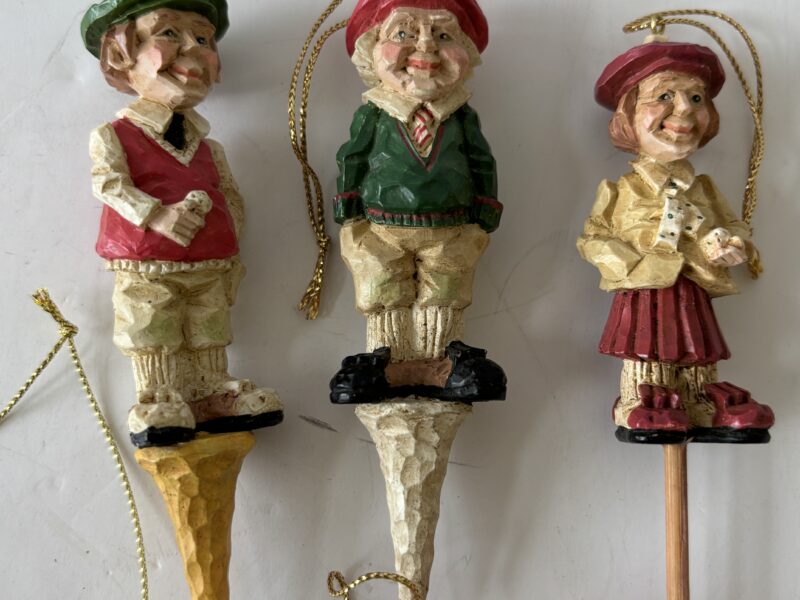 Lot of 5 Golf Ornaments Tees club bear on golf ball