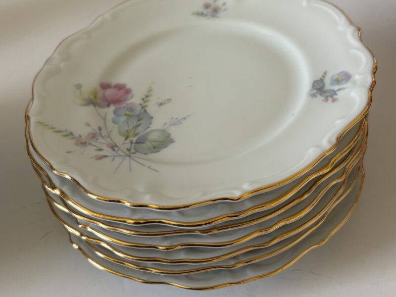 Vintage bread plates Winterling Bavarian W Germany floral with gold trim