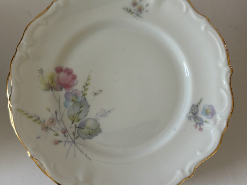 Vintage bread plates Winterling Bavarian W Germany floral with gold trim