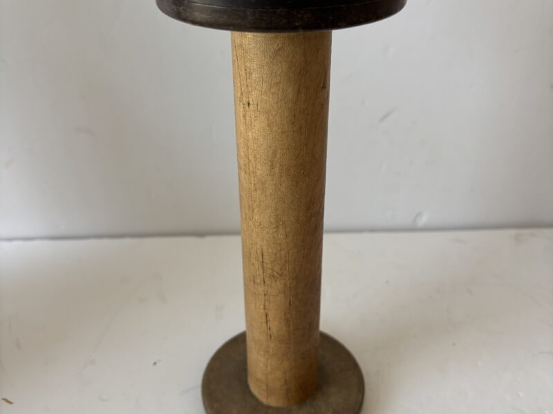 Antiqued 9" wooden textile spool