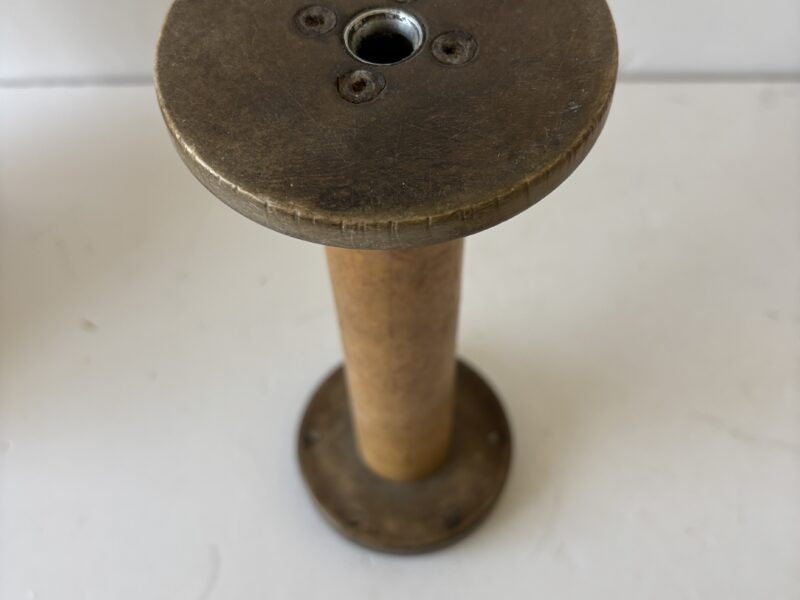 Antiqued 9" wooden textile spool