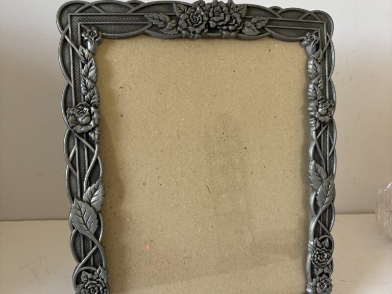 Vintage Pewter Floral picture frame for 10" x 8" portrait