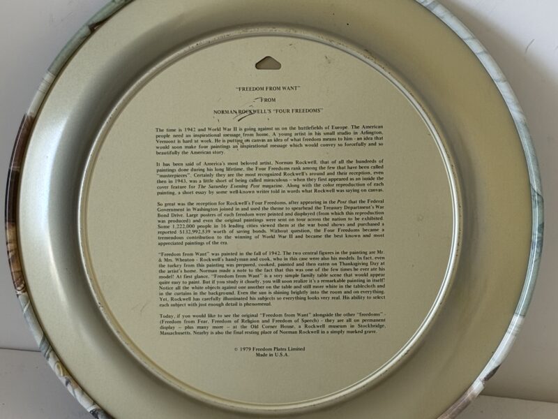 Freedom from Want 1979 Norman Rockwell collector's plate