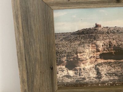 Barnwood frame with natural landscape design