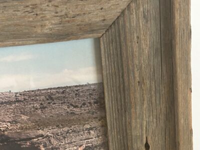 Barnwood frame with natural landscape design