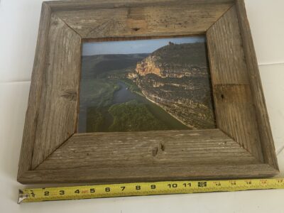 Barnwood frame with natural landscape design