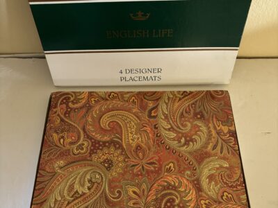 Four (4) Designer Placemats Paisley 16" x 12".by English Life
