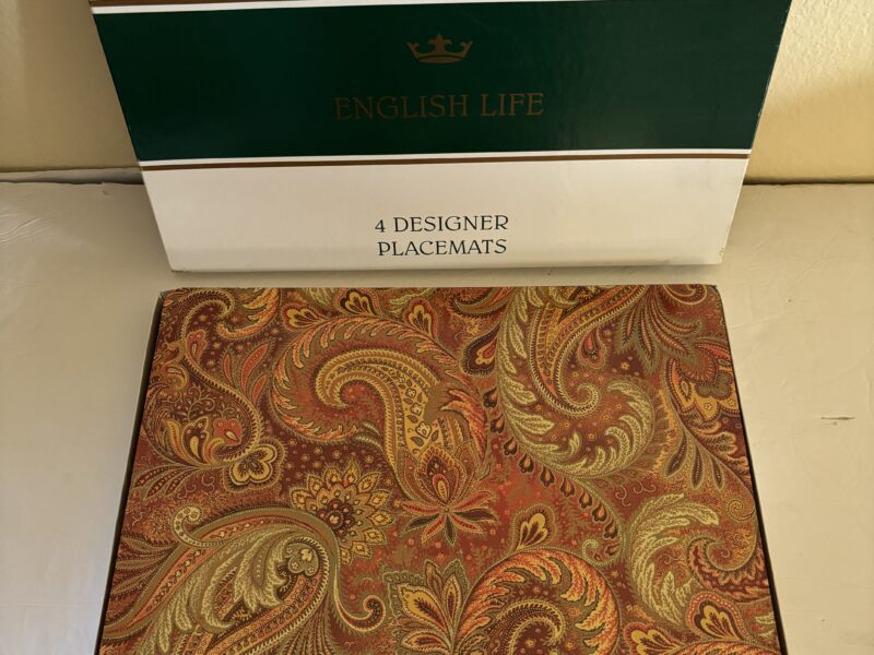 Four (4) Designer Placemats Paisley 16" x 12".by English Life