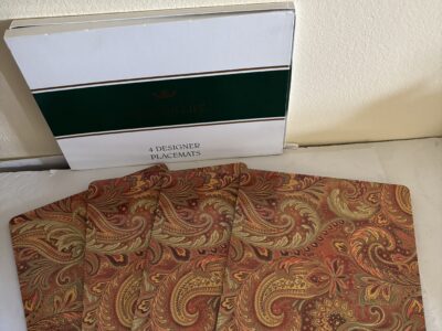 Four (4) Designer Placemats Paisley 16" x 12".by English Life