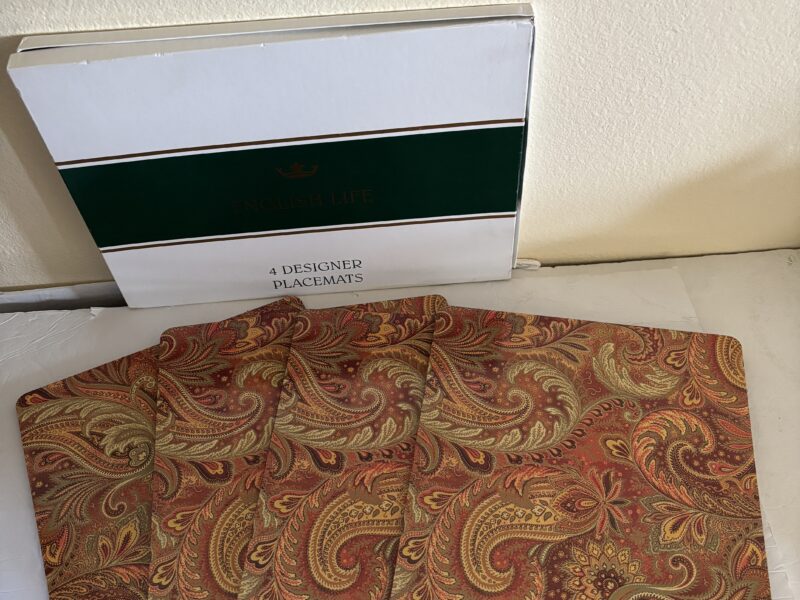Four (4) Designer Placemats Paisley 16" x 12".by English Life