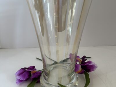Beautiful Vintage Bombay Crystal Vase Made in Poland 12” Tall Vertical Stripes