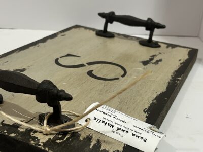 Signed by Artist wooden Tray with sign S with handle