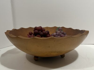 Vintage large footed wooden display bowl