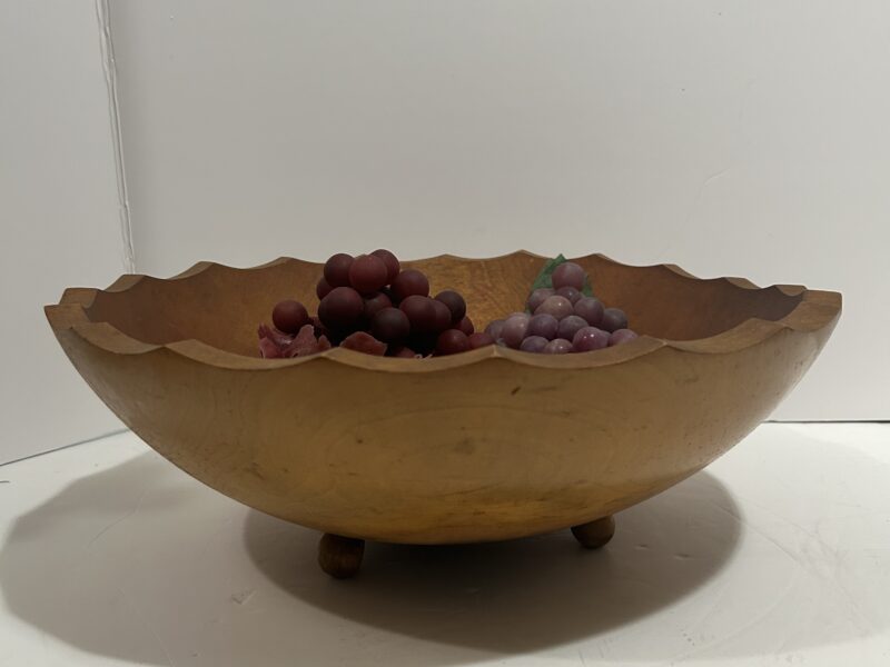 Vintage large footed wooden display bowl