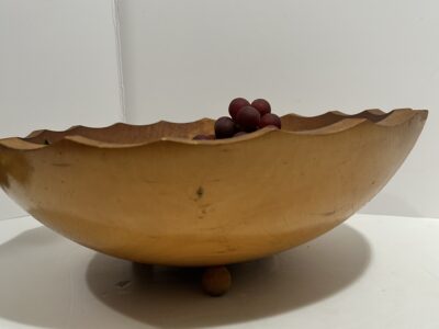 Vintage large footed wooden display bowl