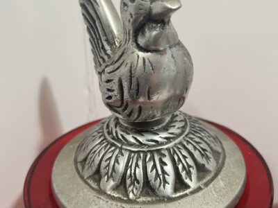 Set of 3 Ruby Red canisters with pewter rooster top