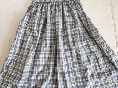 Strasburg Blue and White Pleated Sundress with Puff Sleeves 7y