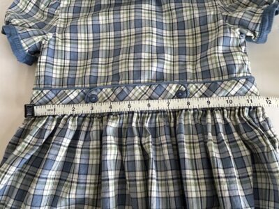 Strasburg Blue and White Pleated Sundress with Puff Sleeves 7y