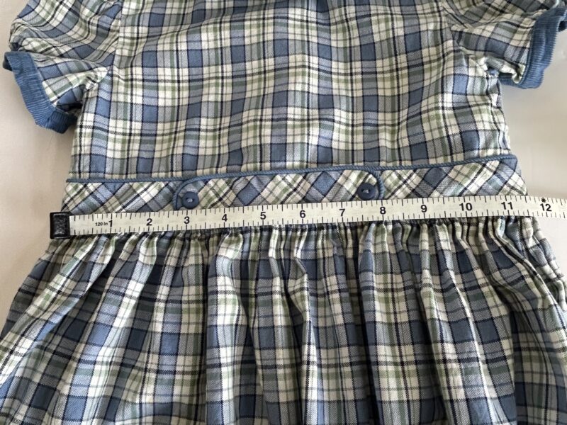 Strasburg Blue and White Pleated Sundress with Puff Sleeves 7y