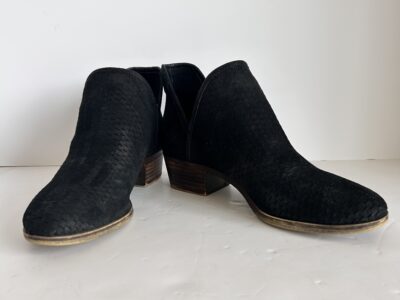 Lucky Brand Black Suede Ankle Boots with Wooden Heel size 9