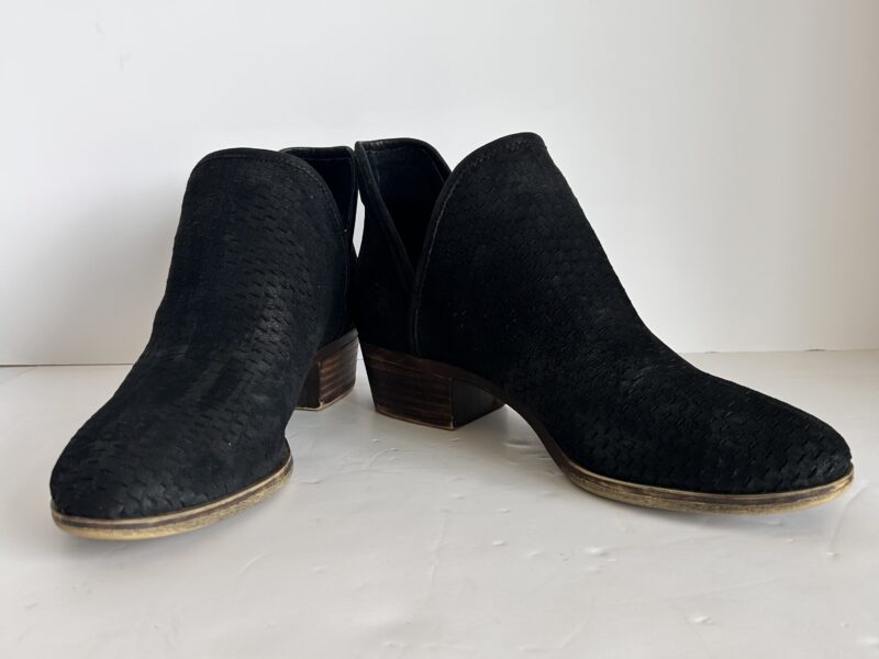Lucky Brand Black Suede Ankle Boots with Wooden Heel size 9