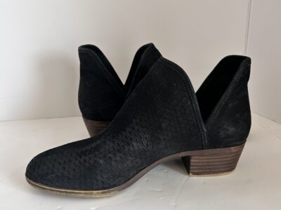 Lucky Brand Black Suede Ankle Boots with Wooden Heel size 9
