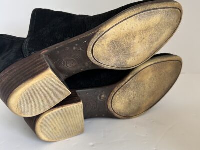 Lucky Brand Black Suede Ankle Boots with Wooden Heel size 9