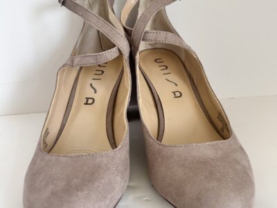 Unisa Tan Block Heel Pumps with Ankle Strap