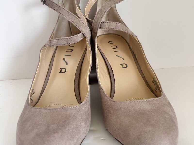 Unisa Tan Block Heel Pumps with Ankle Strap