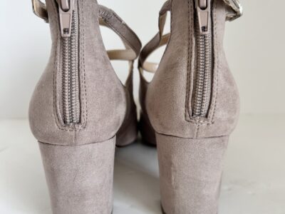 Unisa Tan Block Heel Pumps with Ankle Strap