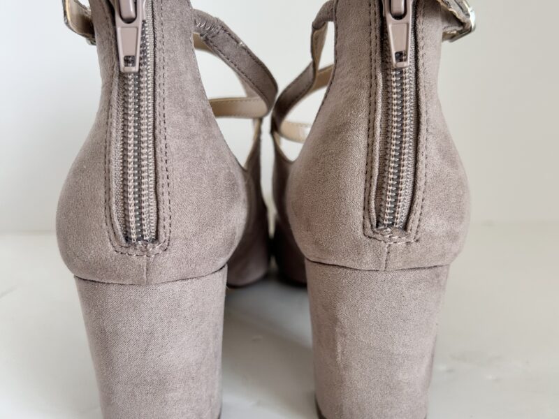 Unisa Tan Block Heel Pumps with Ankle Strap