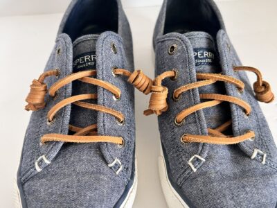 Sperry Blue and Brown Casual Sneakers with Leather Laces 6.5