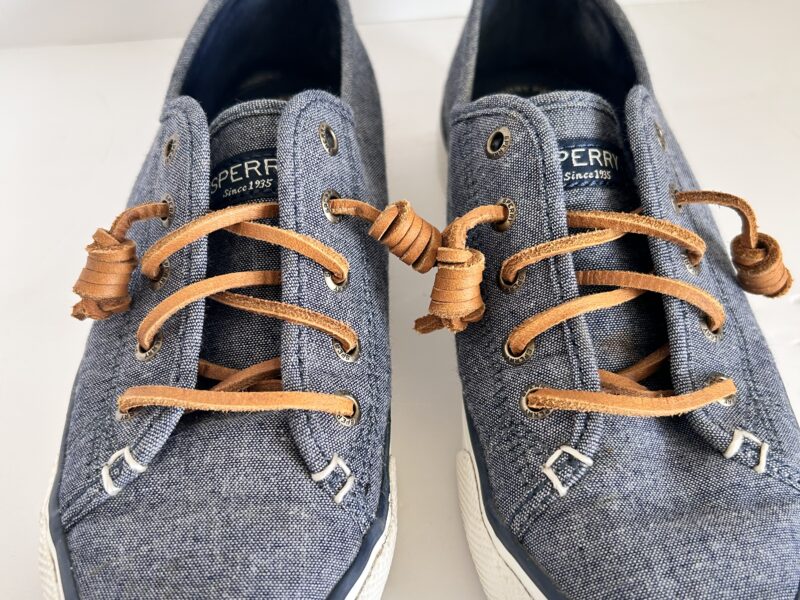 Sperry Blue and Brown Casual Sneakers with Leather Laces 6.5