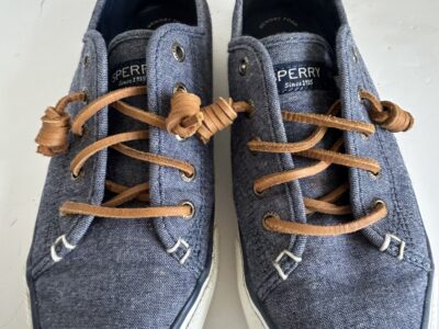 Sperry Blue and Brown Casual Sneakers with Leather Laces 6.5