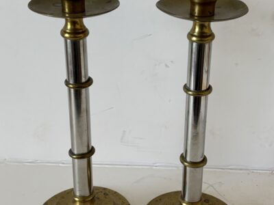 Pair of brass candle holders for tapers