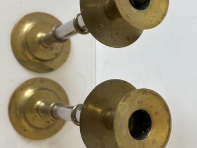Pair of brass candle holders for tapers