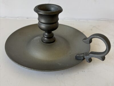 Avon American Heirloom pewter candle holder with drip plate and finger grip