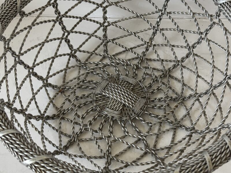 Vintage chain link wire woven round basket 12" tray