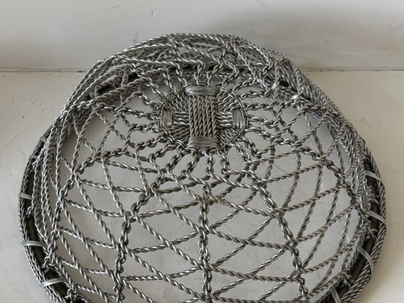 Vintage chain link wire woven round basket 12" tray