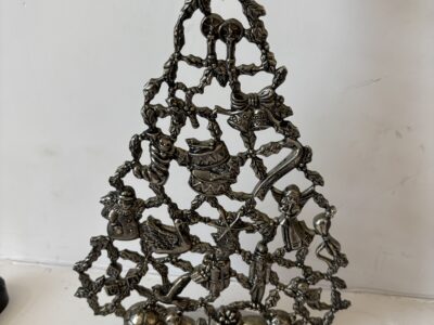 Vtg 9" tall silverplate Christmas tree decorative candle holder