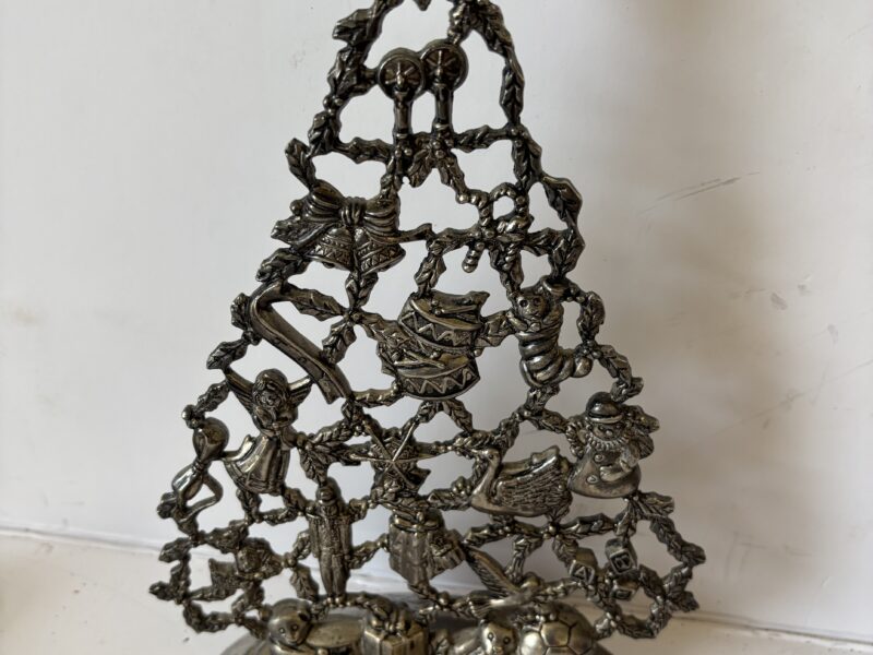 Vtg 9" tall silverplate Christmas tree decorative candle holder