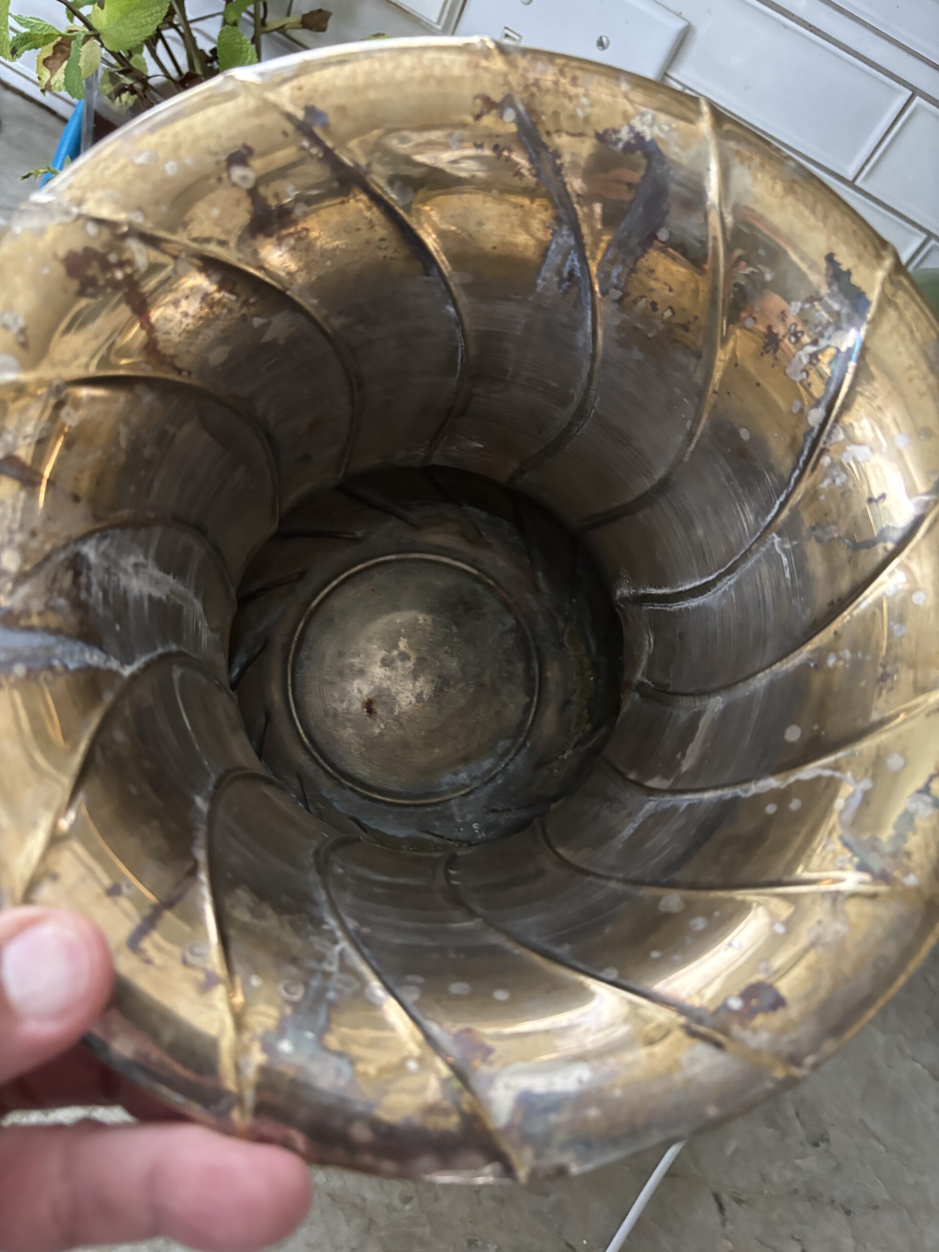 Pair of metal Silverplate or brass! Planters or Urns