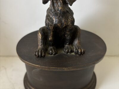Vintage Urn or trinket box with sitting dog figure on lid