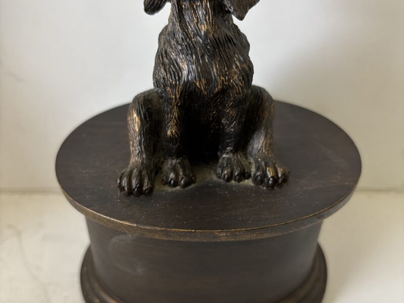 Vintage Urn or trinket box with sitting dog figure on lid