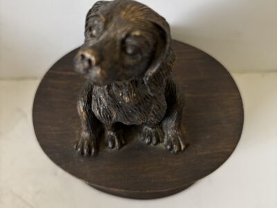 Vintage Urn or trinket box with sitting dog figure on lid