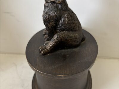 Vintage Urn or trinket box with sitting dog figure on lid